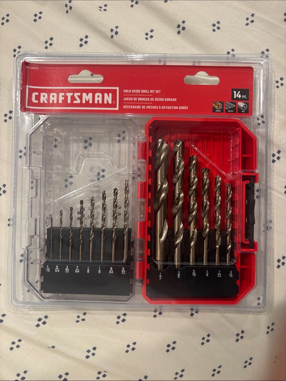 Craftsman 14-Piece Gold Oxide Drill Bit Set - Red/Black Case